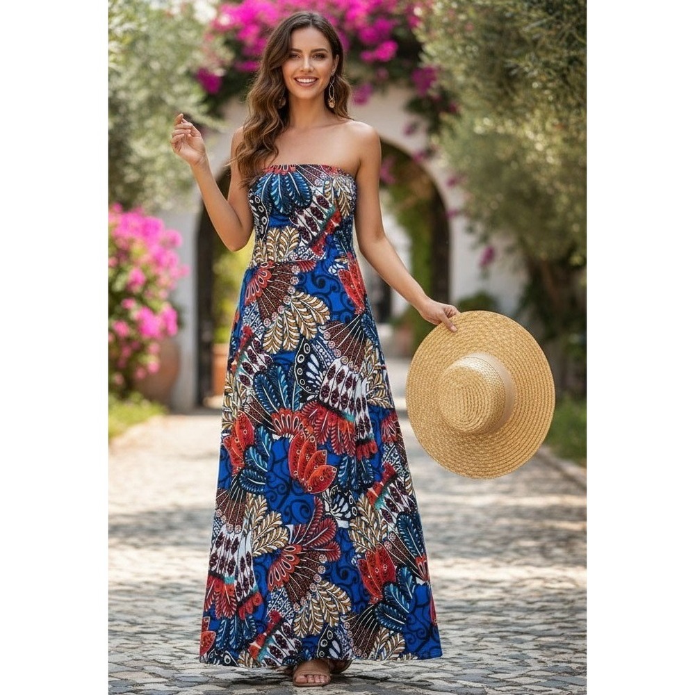 WinWin Convertible Maxi Skirt/Dress Womens S-M Colorful Stretch Boho Beach Artsy